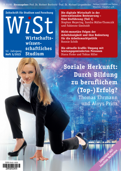 Cover der Ausgabe: WiSt - Wirtschaftswissenschaftliches Studium Jahrgang 52 (2023), Heft 5