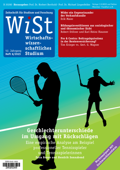 Cover der Ausgabe: WiSt - Wirtschaftswissenschaftliches Studium Jahrgang 52 (2023), Heft 6