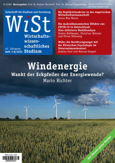 Cover of Volume: WiSt - Wirtschaftswissenschaftliches Studium Volume 52 (2023), Edition 7-8