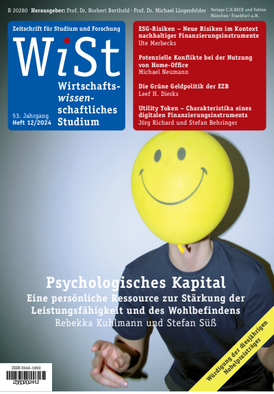 Cover der Ausgabe: WiSt - Wirtschaftswissenschaftliches Studium Jahrgang 53 (2024), Heft 12