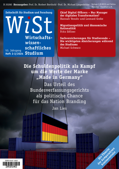 Cover der Ausgabe: WiSt - Wirtschaftswissenschaftliches Studium Jahrgang 53 (2024), Heft 2-3