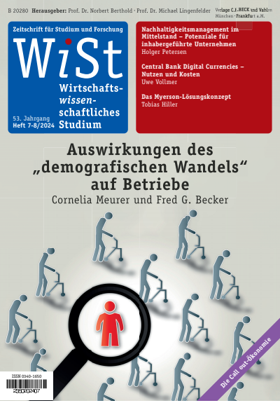 Cover der Ausgabe: WiSt - Wirtschaftswissenschaftliches Studium Jahrgang 53 (2024), Heft 7-8
