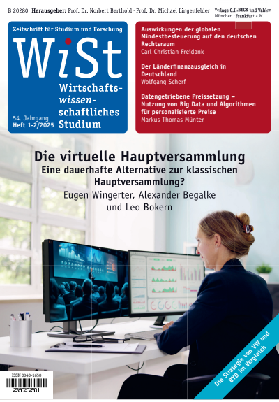 Cover der Ausgabe: WiSt - Wirtschaftswissenschaftliches Studium Jahrgang 54 (2025), Heft 1-2