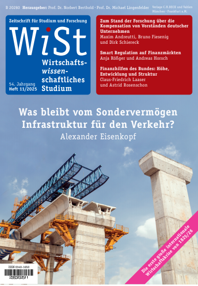 Cover der Ausgabe: WiSt - Wirtschaftswissenschaftliches Studium Jahrgang 54 (2025), Heft 11