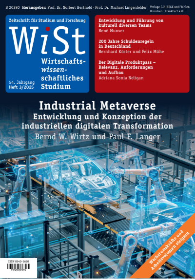Cover der Ausgabe: WiSt - Wirtschaftswissenschaftliches Studium Jahrgang 54 (2025), Heft 3