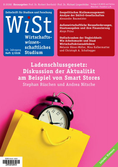 Cover der Ausgabe: WiSt - Wirtschaftswissenschaftliches Studium Jahrgang 55 (2026), Heft 3