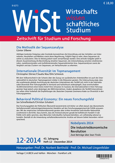 Cover der Ausgabe: WiSt - Wirtschaftswissenschaftliches Studium Jahrgang 43 (2014), Heft 12