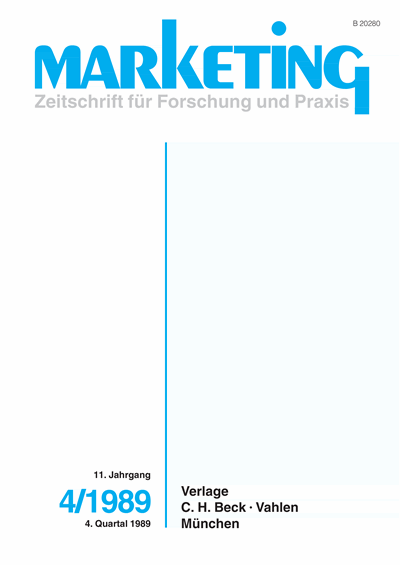 Cover der Ausgabe: Marketing ZFP Jahrgang 11 (1989), Heft 4