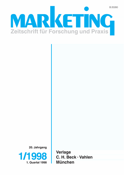 Cover der Ausgabe: Marketing ZFP Jahrgang 20 (1998), Heft 1