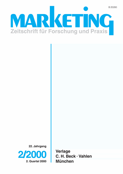 Cover der Ausgabe: Marketing ZFP Jahrgang 22 (2000), Heft 2