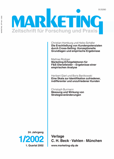 Cover der Ausgabe: Marketing ZFP Jahrgang 24 (2002), Heft 1