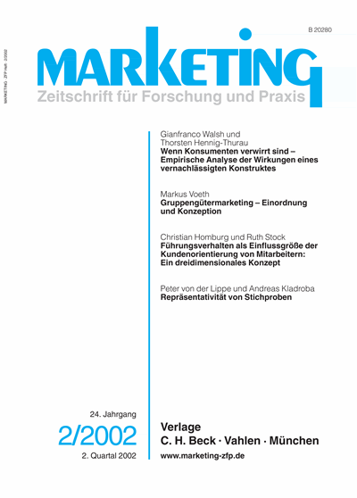 Cover der Ausgabe: Marketing ZFP Jahrgang 24 (2002), Heft 2