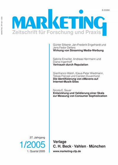 Cover der Ausgabe: Marketing ZFP Jahrgang 27 (2005), Heft 1