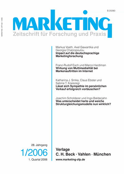 Cover der Ausgabe: Marketing ZFP Jahrgang 28 (2006), Heft 1