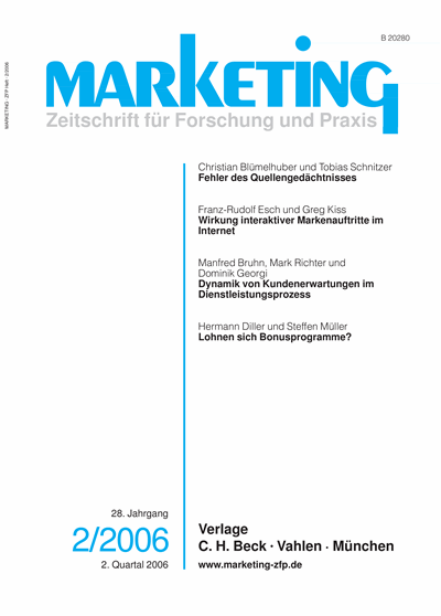 Cover der Ausgabe: Marketing ZFP Jahrgang 28 (2006), Heft 2