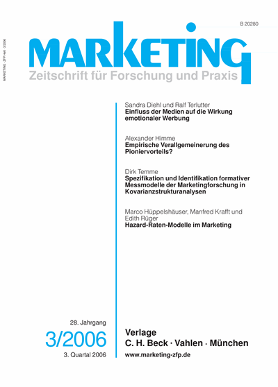 Cover der Ausgabe: Marketing ZFP Jahrgang 28 (2006), Heft 3