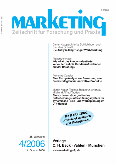Cover der Ausgabe: Marketing ZFP Jahrgang 28 (2006), Heft 4
