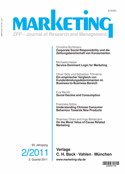 Cover der Ausgabe: Marketing ZFP Jahrgang 33 (2011), Heft 2