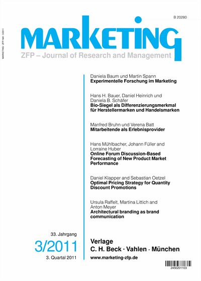 Cover der Ausgabe: Marketing ZFP Jahrgang 33 (2011), Heft 3