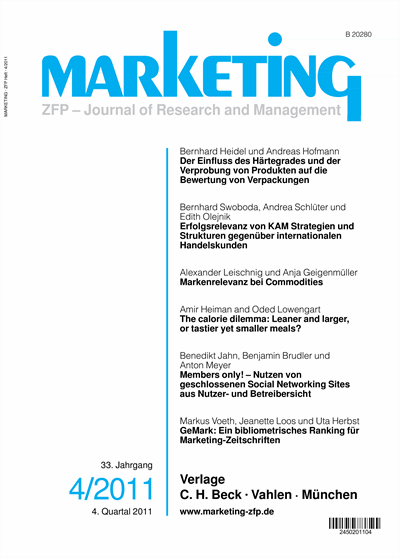 Cover der Ausgabe: Marketing ZFP Jahrgang 33 (2011), Heft 4