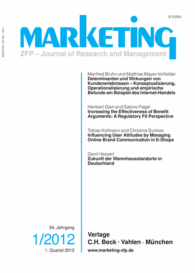 Cover der Ausgabe: Marketing ZFP Jahrgang 34 (2012), Heft 1