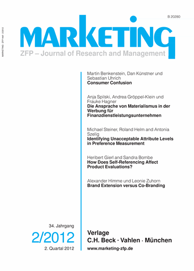 Cover der Ausgabe: Marketing ZFP Jahrgang 34 (2012), Heft 2