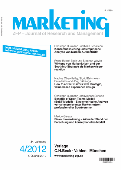 Cover der Ausgabe: Marketing ZFP Jahrgang 34 (2012), Heft 4