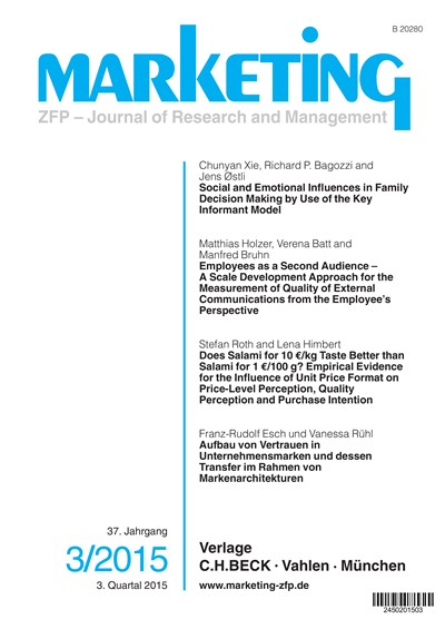 Cover der Ausgabe: Marketing ZFP Jahrgang 37 (2015), Heft 3