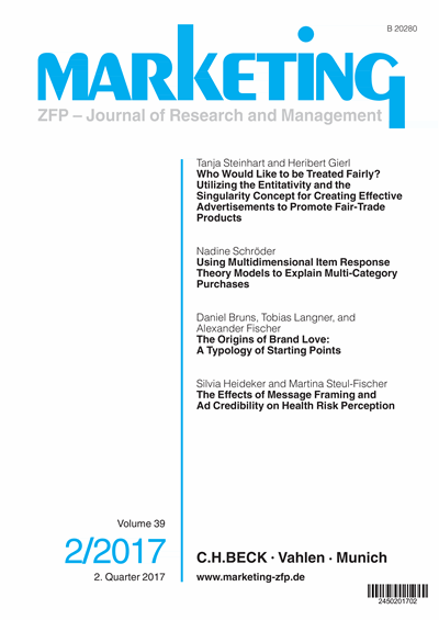 Cover der Ausgabe: Marketing ZFP Jahrgang 39 (2017), Heft 2