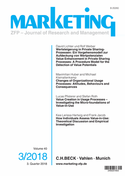 Cover der Ausgabe: Marketing ZFP Jahrgang 40 (2018), Heft 3