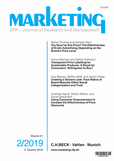 Cover der Ausgabe: Marketing ZFP Jahrgang 41 (2019), Heft 2