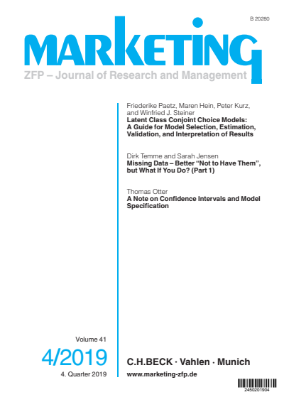 Cover der Ausgabe: Marketing ZFP Jahrgang 41 (2019), Heft 4