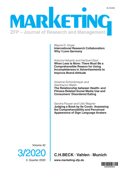 Cover of Volume: Marketing ZFP Volume 42 (2020), Edition 3