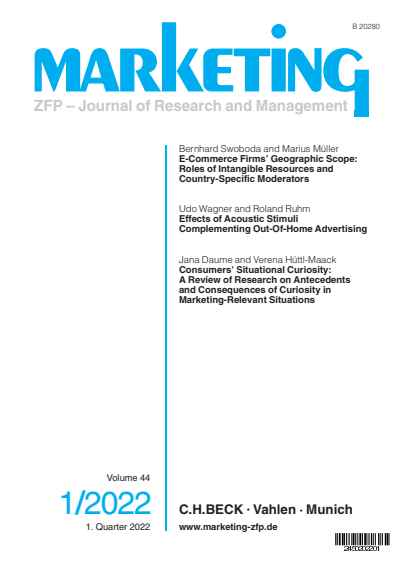 Cover der Ausgabe: Marketing ZFP Jahrgang 44 (2022), Heft 1