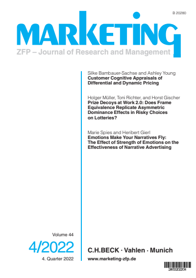 Cover der Ausgabe: Marketing ZFP Jahrgang 44 (2022), Heft 4