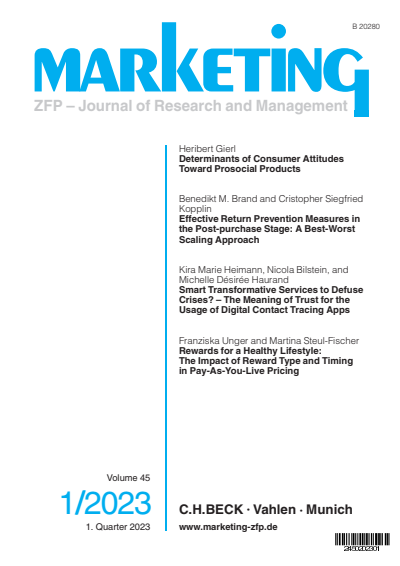 Cover der Ausgabe: Marketing ZFP Jahrgang 45 (2023), Heft 1