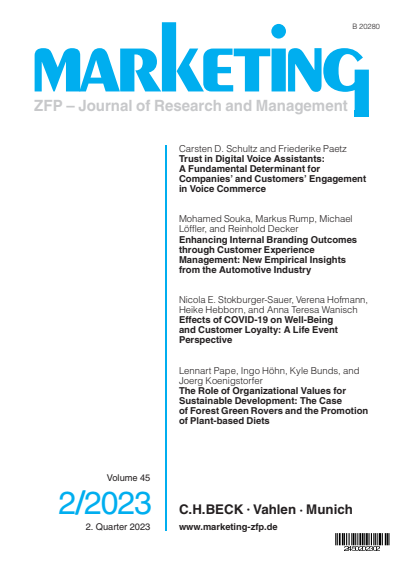 Cover der Ausgabe: Marketing ZFP Jahrgang 45 (2023), Heft 2