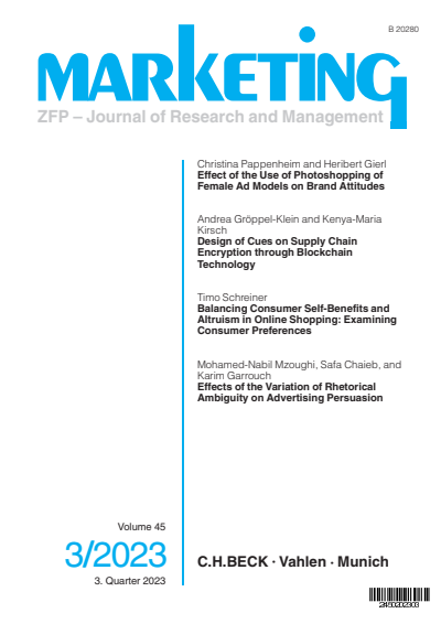 Cover der Ausgabe: Marketing ZFP Jahrgang 45 (2023), Heft 3