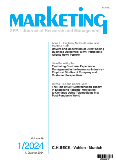Cover der Ausgabe: Marketing ZFP Jahrgang 46 (2024), Heft 1