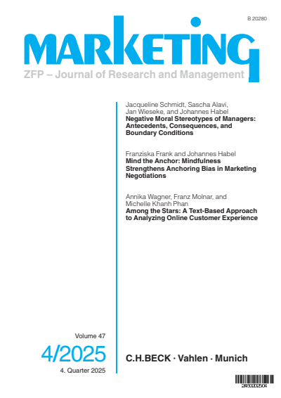 Cover der Ausgabe: Marketing ZFP Jahrgang 47 (2025), Heft 4