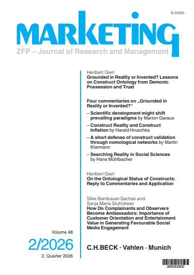 Cover der Ausgabe: Marketing ZFP Jahrgang 48 (2026), Heft 2