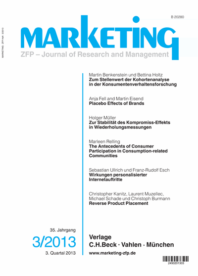 Cover der Ausgabe: Marketing ZFP Jahrgang 35 (2013), Heft 3