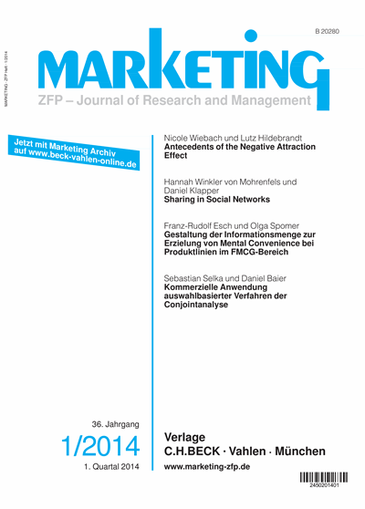 Cover der Ausgabe: Marketing ZFP Jahrgang 36 (2014), Heft 1