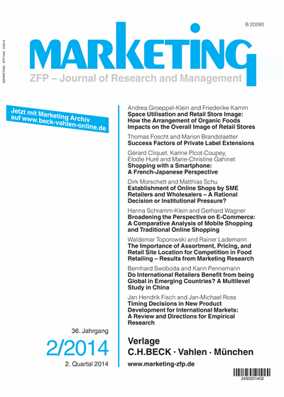 Cover der Ausgabe: Marketing ZFP Jahrgang 36 (2014), Heft 2