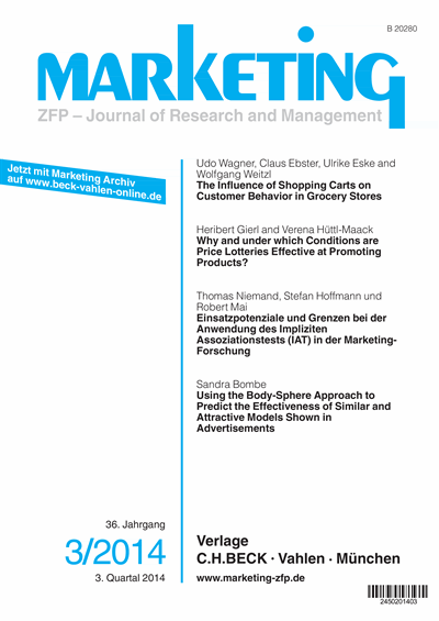 Cover der Ausgabe: Marketing ZFP Jahrgang 36 (2014), Heft 3
