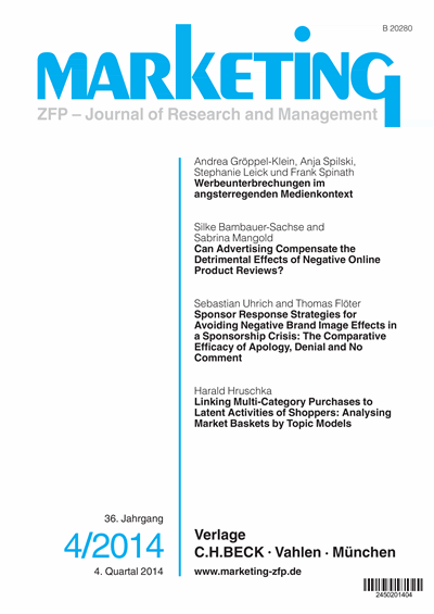 Cover der Ausgabe: Marketing ZFP Jahrgang 36 (2014), Heft 4