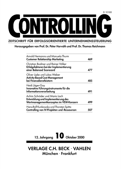 Cover of Volume: Controlling Volume 12 (2000), Edition 10