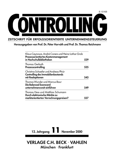 Cover der Ausgabe: Controlling Jahrgang 12 (2000), Heft 11