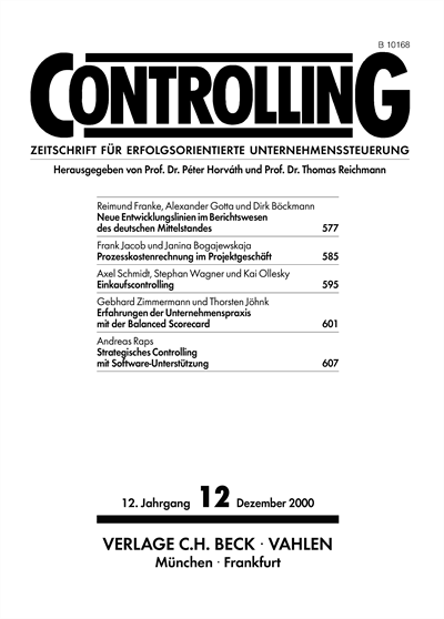 Cover der Ausgabe: Controlling Jahrgang 12 (2000), Heft 12