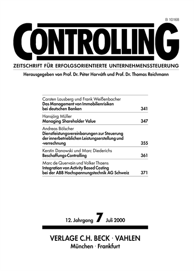 Cover of Volume: Controlling Volume 12 (2000), Edition 7